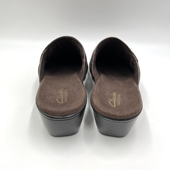 Clarks Womens Size 8.5M Brown Leather Slip On Mules Clogs Shoes‎ - Picture 7 of 14